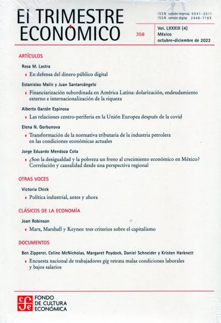 El Trimestre Economico N. 356, Vol. Lxxxix Octubre-Diciembre 2022