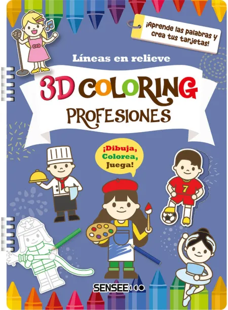 Profesiones. 3D Coloring. Lineas en Relieve