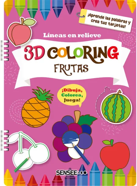 Frutas. 3D Coloring Frutas. Lineas en Reliee