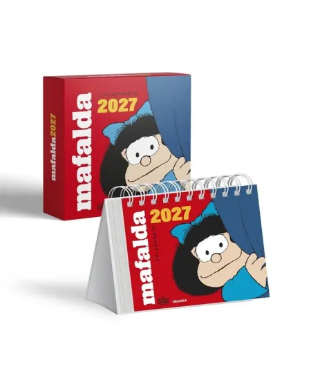 Calendario 2027 Mafalda de Escritorio Rojo con Caja