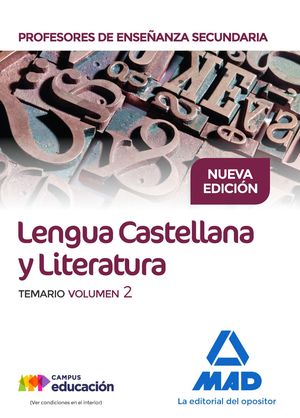 LENGUA CASTELLANA Y LITERATURA TEMARIO VOL.2 PROFESORES DE ENSEÑANZA SECUNDARIA