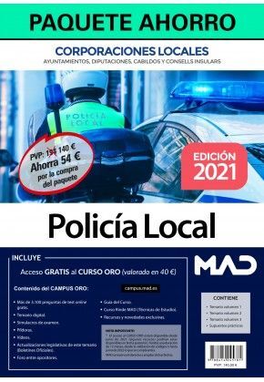 PAQUETE AHORRO POLICÍA LOCAL DE CORPORACIONES LOCALES. AHORRA 54 € (INCLUYE TEMA