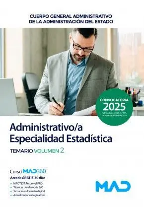 Administrativo/A Especialidad Estadística. Temario Vol. 2