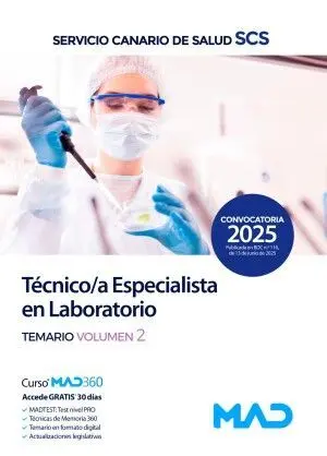 Técnico/A Especialista de Laboratorio. Temario Vol. 2 Servicio Canario de Salud