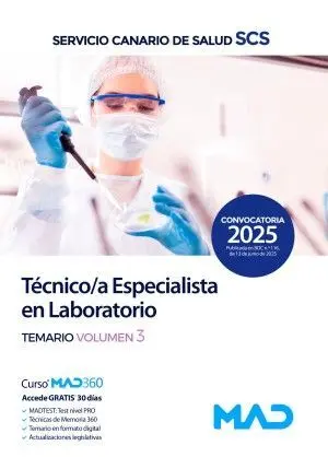 Técnico/A Especialista de Laboratorio. Temario Vol. 3. Servicio Canario de Salud