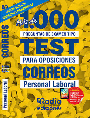 CORREOS. PERSONAL LABORAL. MÁS DE 1.000 PREGUNTAS TIPO TEST PARA OPOSICIONES.