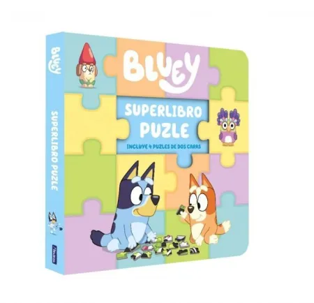 Bluey. Superlibro Puzzle 4 Puzles de Dos Caras para Leer y Juga