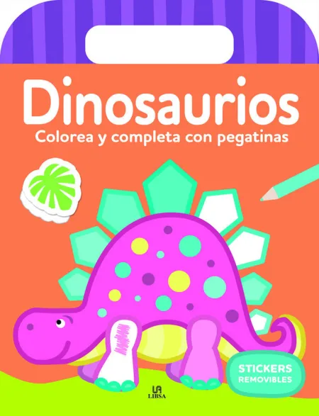 Dinosaurios. Colorea y Completa con Pegatinas. Stickers Removibles
