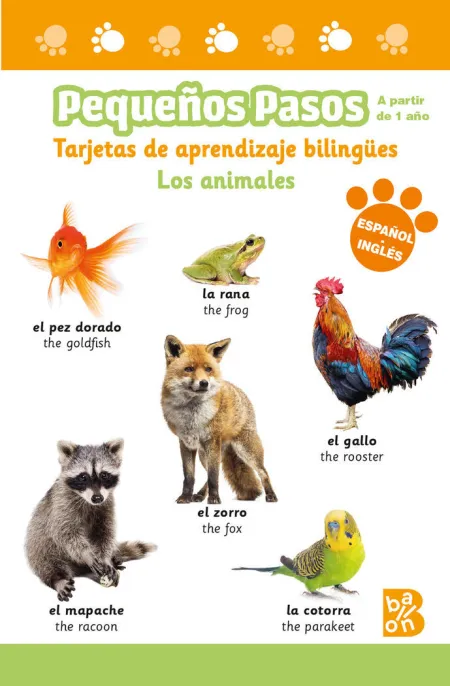 Pequeños Pasos. tarjetas de Aprendizaje Bilingües. Los Animales