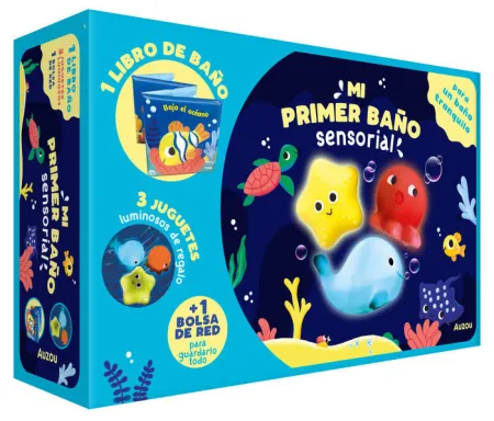 Mi Primer Cofre de Baño Sensorial Libro + Juguete + Bolsa)