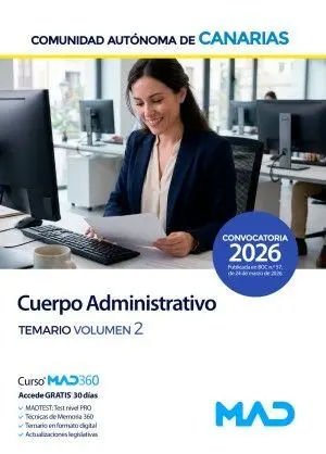 Cuerpo Administrativo Volumen 2. Comunidad Autonoma Canarias 2026