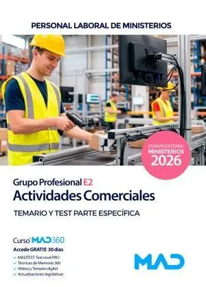 Actividades Comerciales. Temario y Test Parte Específica. Grupo Profesional E2