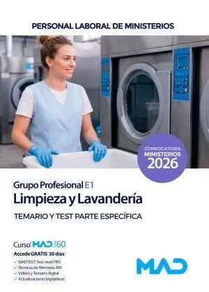 Limpieza y Lavandería. Temario y Test Parte Especifica. Grupo Profesional E1
