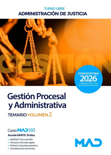 Gestión Procesal y Administrativa. Temario Vol. 2 Turno Libre