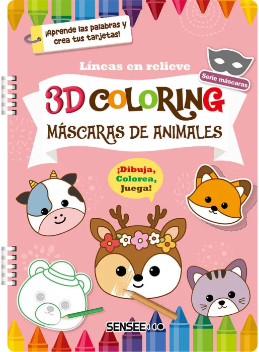Máscaras de Animales. 3D Coloring. Líneas en Relieve