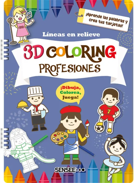 Profesiones. 3D Coloring. Lineas en Relieve
