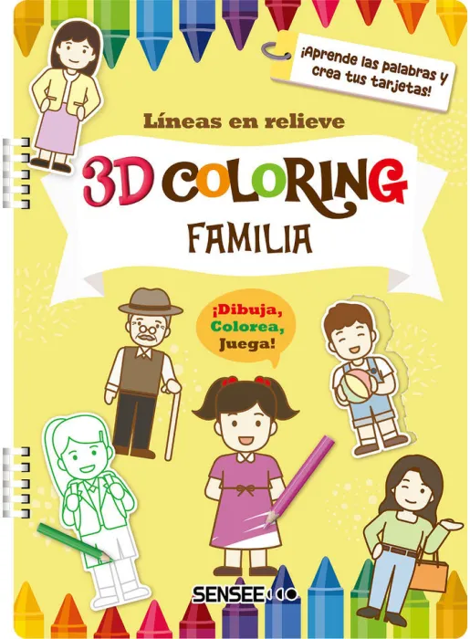 Familia. 3D Coloring. Lineas en Relieve