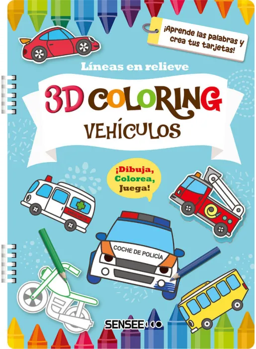 Vehículos. 3D Coloring. Lineas en Relieve
