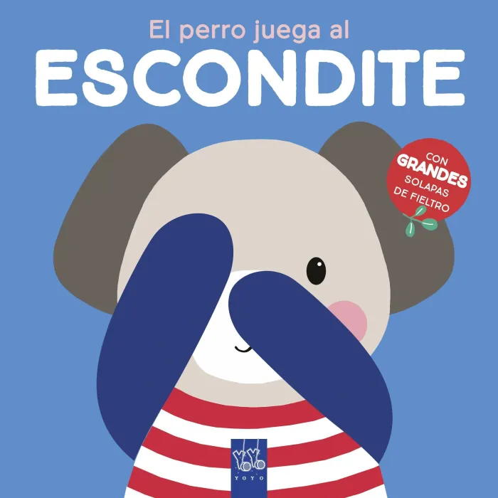 El Perro Juega Al Escondite, con Grandes Solapaas de Fieltro