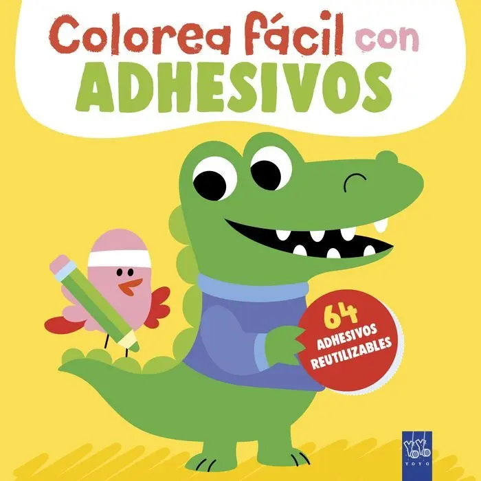 Colorea Fácil con Adhesivos. Cocodrilo