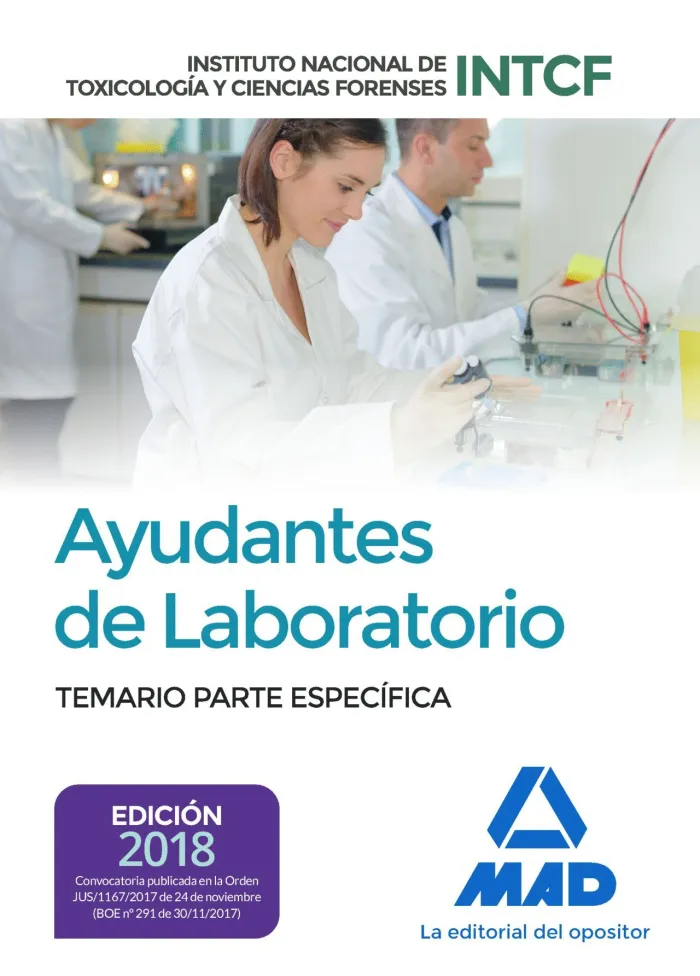Ayudantes de Laboratorio. Temario Parte Específica. Instituto Nacional de Toxicología y Ciencias Forenses