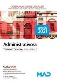 Administrativo/A. Temario General Vol 3 Corporaciones Locales
