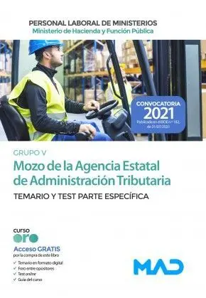 Mozo de la Agencia Estatal de Administracion Tributaria Temario y Test Parte Especifica Grupo V 2021