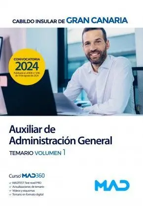 Auxiliar Administración General Temario Vol 1 Cabildo Insular de Gran Canaria 2024