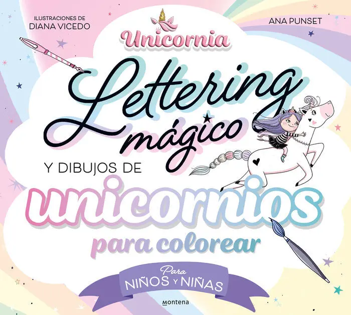 Unicornia - Lettering Mágico y Dibujos de Unicornios para Colorear