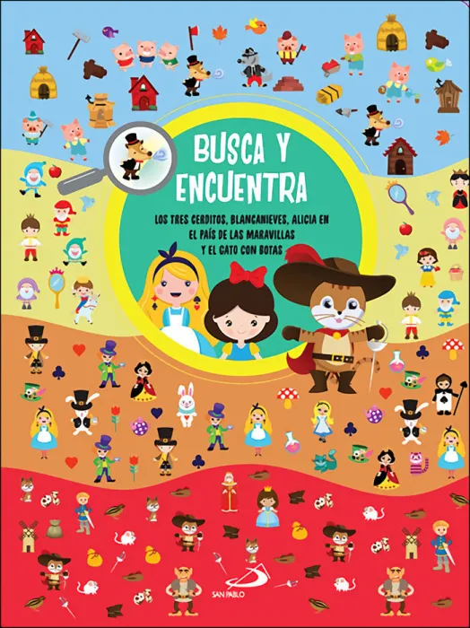 Busca y Encuentra los Tres Cerditos, Blancanieves, Alicia en el País de las Maravillas