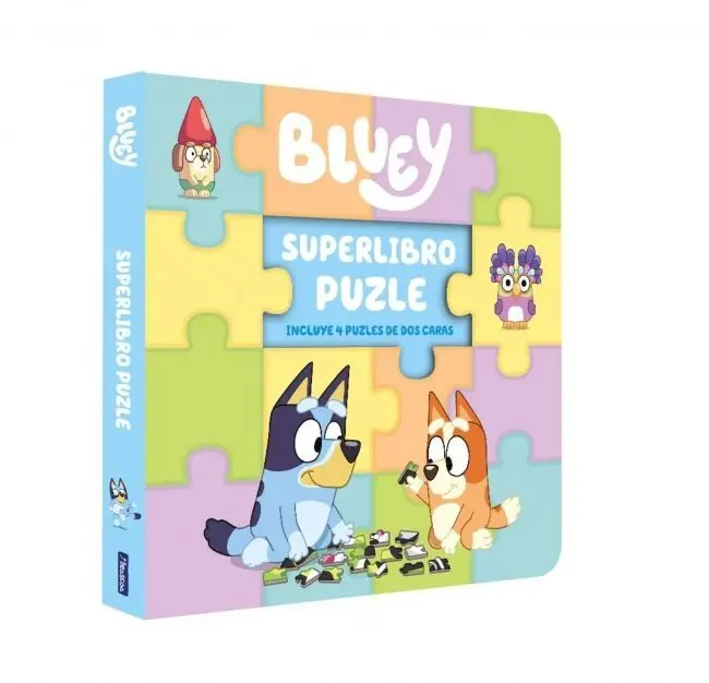 Bluey. Superlibro Puzzle 4 Puzles de Dos Caras para Leer y Juga