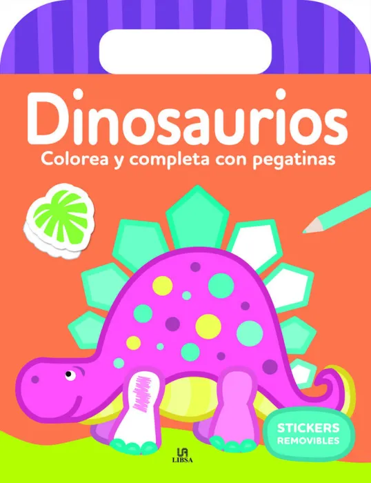 Dinosaurios. Colorea y Completa con Pegatinas. Stickers Removibles