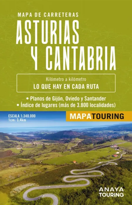 Mapa de Carreteras Asturias y Cantabria Escala 1:340. 000