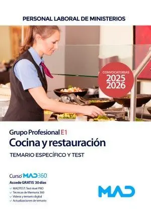 Cocina y Restauración (Grupo Profesional E1) Temario Especifico y Test