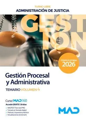 Gestión Procesal y Administrativa. Temario Vol. 4 Turno Libre