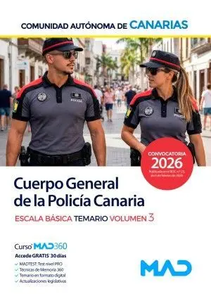 Cuerpo General Policía Canaria Escala Básica - Temario Vol 3 2026
