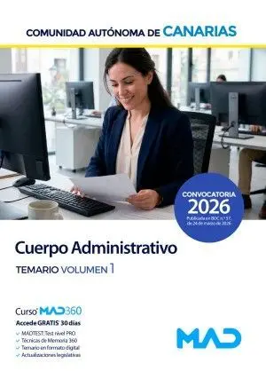 Cuerpo Administrativo Volumen 1. Comunidad Autonoma Canarias 2026