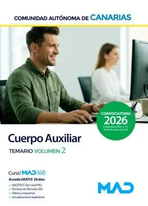 Auxiliar Administrativo Volumen 2 de la Comunidad Autónoma de Canarias 2026