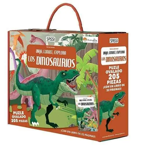 Los Dinosaurios - Viaja, Conoce, Explora. Puzle Ovalado 205 Piezas + un Libro